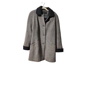 London Fog Peacoat Womens Small Gray Wool Blend Double Breasted Towne
